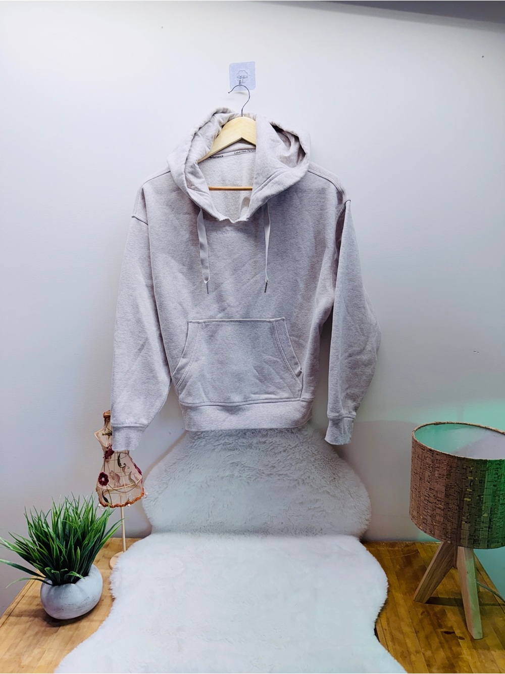 Cotton Rich Calvin Klein Performance Light Gray Hoodie Pullover 🔥